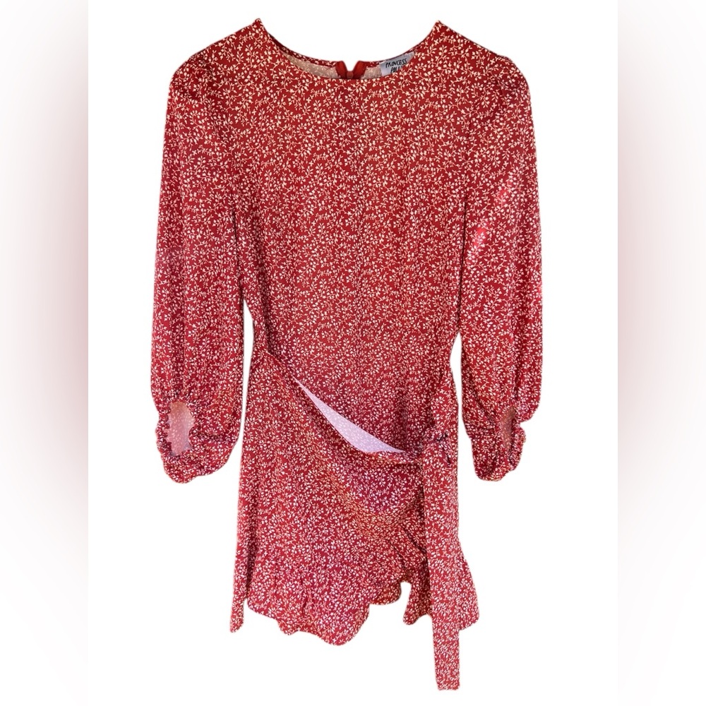 Princess Polly Dalko Mini dress summer-fall dress burn orange with floral design - Picture 3 of 6